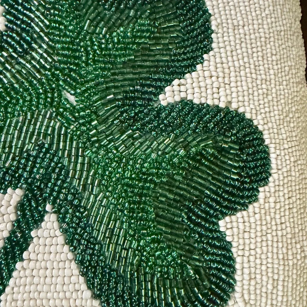 Lucky beaded Green Shamrock Pillow